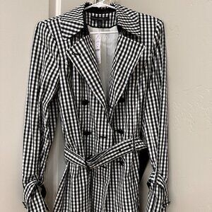 White House Black Market Gingham Trench - Size Large